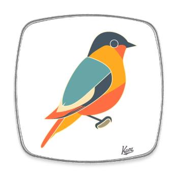 Oiseau coloré cool - Magnet carré - blanc - Devant