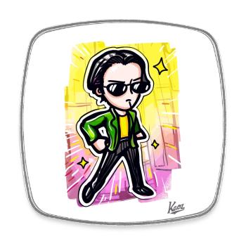 Der coole Typ aus dem Matrix-Film - Viereckiger Kühlschrankmagnet - Weiß - Vorne