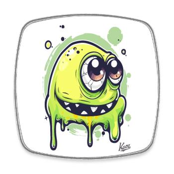 Lustiges Schleim-Monster - Viereckiger Kühlschrankmagnet - Weiß - Vorne