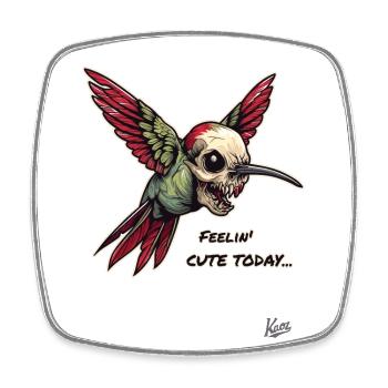 Goblin-Kopf-Schädel: Kolibri fühlt sich süß - Viereckiger Kühlschrankmagnet - Weiß - Vorne
