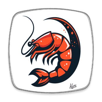 Moon Shrimp: A Shrimp on the Moon - Square fridge magnet - white - Front