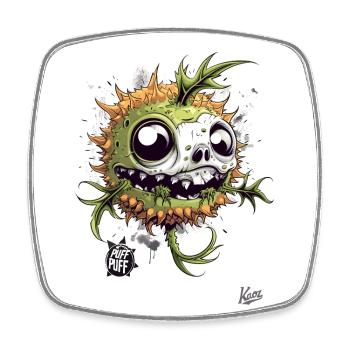Zombified Skull: Zombie Pufferfish - Square fridge magnet - white - Front