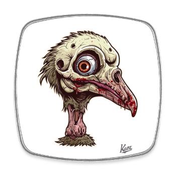 Zombie Ostrich Bird Bird - Square fridge magnet - white - Front