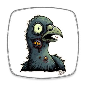 Un pigeon zombie effrayé - Magnet carré - blanc - Devant