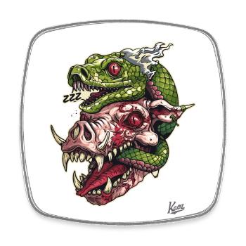 Crâne de serpent à tête de cochon zombie - Magnet carré - blanc - Devant