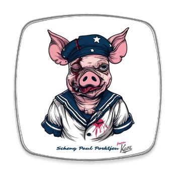 The scent of a battered sow sailor pig - Square fridge magnet - white - Front