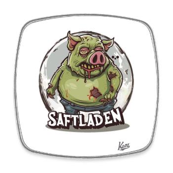 Das Zombie-Schwein im Saftladen - Viereckiger Kühlschrankmagnet - Weiß - Vorne