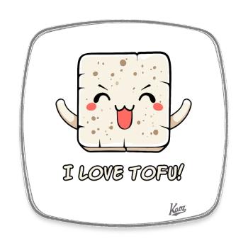 Ich liebe Tofu - Ein Muss für Tofu-Fans - Viereckiger Kühlschrankmagnet - Weiß - Vorne