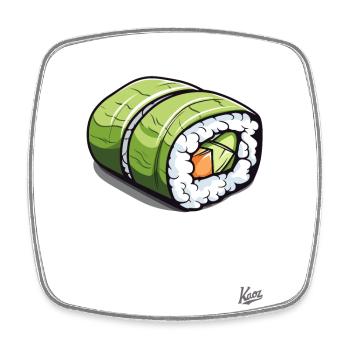 Sushi aux algues et au poisson : friandises amusantes - Magnet carré - blanc - Devant