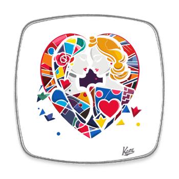 Liebende und Herzen: Herzenssache und Liebe - Viereckiger Kühlschrankmagnet - Weiß - Vorne