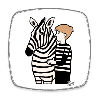 Junge mit Zebra - Viereckiger Kühlschrankmagnet - Weiß - Vorne