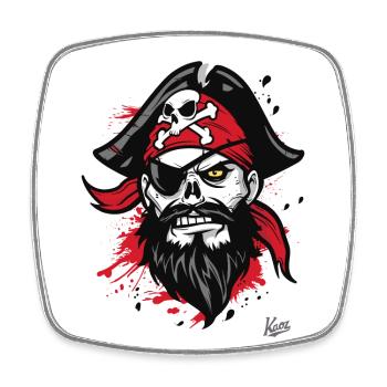 Male Man Funny Skull Pirate - Square fridge magnet - white - Front
