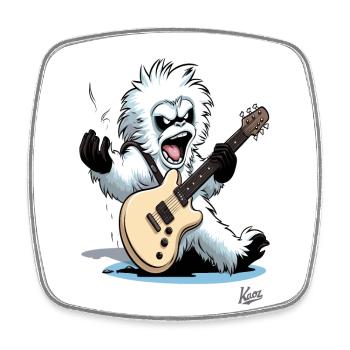 Music guitarist: Yeti of Rock Music - Square fridge magnet - white - Front