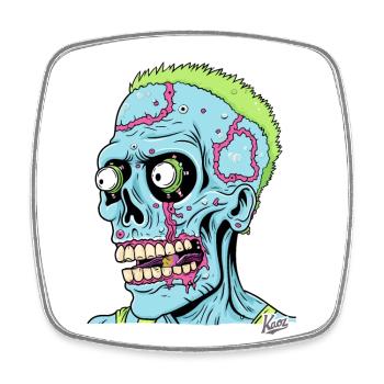 verrückter dummer Zombie Punk Totenkopf - Viereckiger Kühlschrankmagnet - Weiß - Vorne