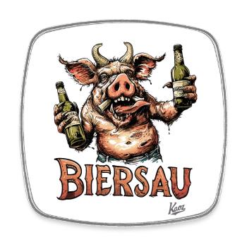 Old School: Celebrate like a beer pig - Square fridge magnet - white - Front