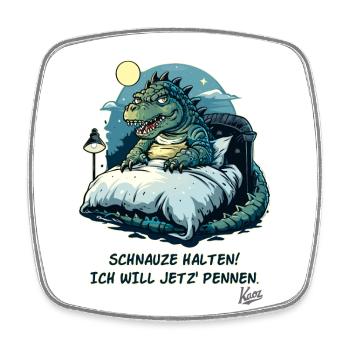 Kroko Alligator im Bett, Schnauze ich will pennen - Viereckiger Kühlschrankmagnet - Weiß - Vorne