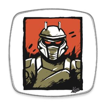 Mecha Mechanical Sci-Fi Robot - Square fridge magnet - white - Front