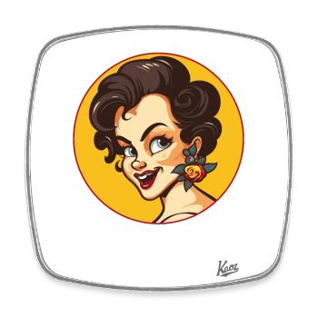 La douce beauté : une femme de dessin animé rétro avec une touche d’originalité - Magnet carré - blanc - Devant