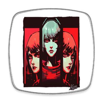 Cyber Sci-Fi: Cartoon Girl in Space - Square fridge magnet - white - Front