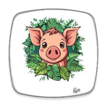 Kleines Süßes Schwein im Pflanzen-Dschungel - Viereckiger Kühlschrankmagnet - Weiß - Vorne