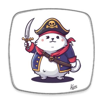 Fluffy Pet Pirate Cat - Square fridge magnet - white - Front