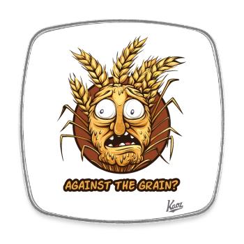 Against the Current: Cartoon Grain Face - Square fridge magnet - white - Front