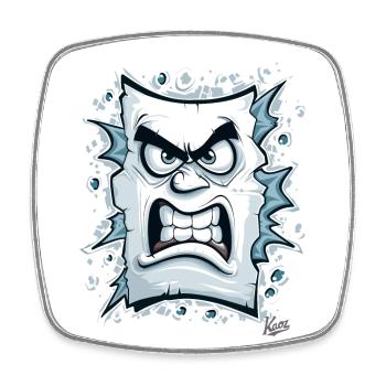 Angry face made of paper - Square fridge magnet - white - Front