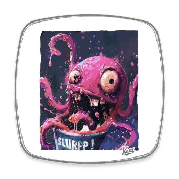 Ein Eimer voller spritziger Farben: Kraken-Schlürf - Viereckiger Kühlschrankmagnet - Weiß - Vorne