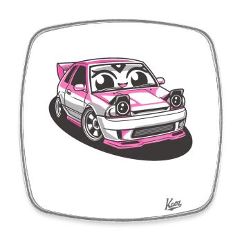 Chibi Auto : Japanese JDM Street Racing Tuning - Square fridge magnet - white - Front