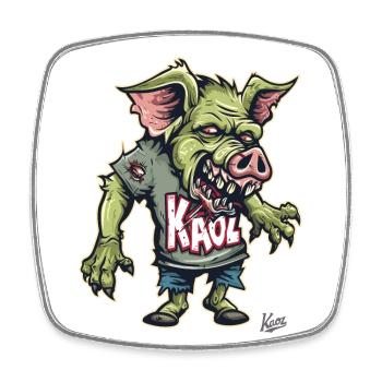 Freak Chaos: Zombie Schwein - Viereckiger Kühlschrankmagnet - Weiß - Vorne