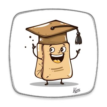 funny funny tea bag tea as a graduate - Square fridge magnet - white - Front