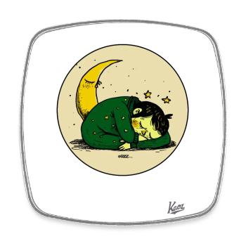 Sleeping Toddler and the Moon and the Stars - Square fridge magnet - white - Front