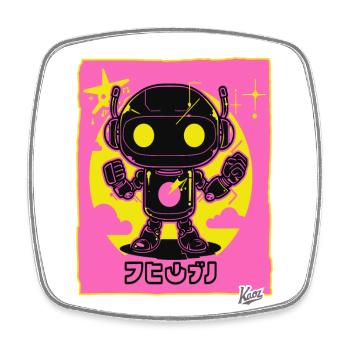 Japanischer Super-Roboter: super Disco funk - Viereckiger Kühlschrankmagnet - Weiß - Vorne