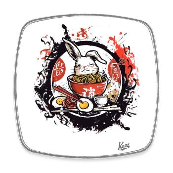 Œufs, nouilles et lapin avec ramen japonais - Magnet carré - blanc - Devant
