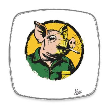 Travailleur de la campagne urbaine fumant du cochon - Magnet carré - blanc - Devant