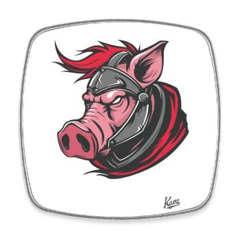 Kämpfender Spartaner-Krieger-Schwein - Viereckiger Kühlschrankmagnet - Weiß - Vorne