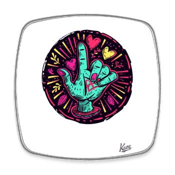 Old-School Retro Hand and Index Finger in the Air - Square fridge magnet - white - Front