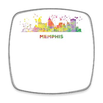 Memphean Skyline Memphis - Viereckiger Kühlschrankmagnet - Weiß - Vorne