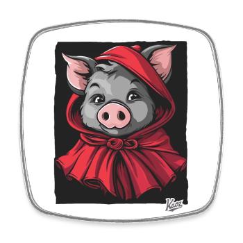 The fairy tale of the Little Red Riding Hood Pig - Square fridge magnet - white - Front
