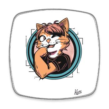 You can do it, Lady Power Cat! - Square fridge magnet - white - Front
