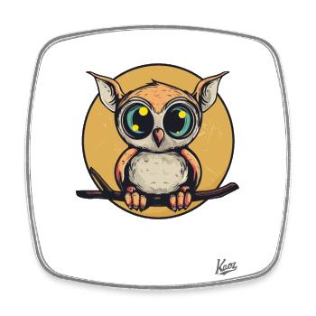 Hibou drôle avec des oreilles de souris géantes - Magnet carré - blanc - Devant