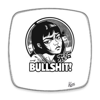 Japanese Cartoon Girl Says Bullshit - Viereckiger Kühlschrankmagnet - Weiß - Vorne