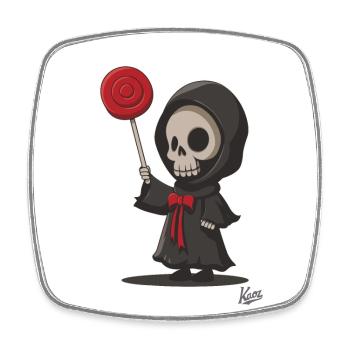 Sensenmann mit lecker Lutscher Lollipop - Viereckiger Kühlschrankmagnet - Weiß - Vorne