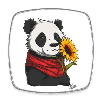Super sympa, mignon panda avec tournesol - Magnet carré - blanc - Devant