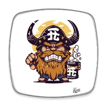 Japanese Little Funny Viking - Square fridge magnet - white - Front