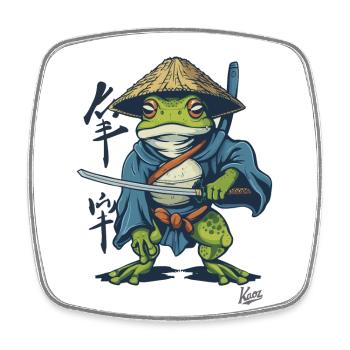 Japanischer Samurai-Ronin-Frosch - Viereckiger Kühlschrankmagnet - Weiß - Vorne