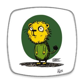 Impossible Cartoon Animals: The Lion - Square fridge magnet - white - Front