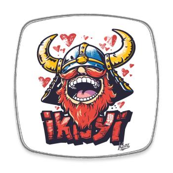 Japanese Funny Viking: A Stylish Fun - Square fridge magnet - white - Front