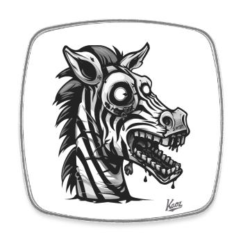 Müdes Krankes komisch lustiges Zombie Zebra - Viereckiger Kühlschrankmagnet - Weiß - Vorne