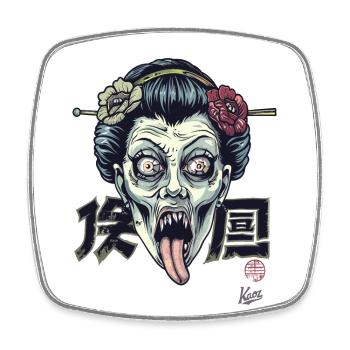 Horror Zombie Geisha - Square fridge magnet - white - Front